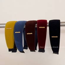 复古高级感丝绒字母宽边发箍运动宽边头箍遮发缝外出发带发饰品女