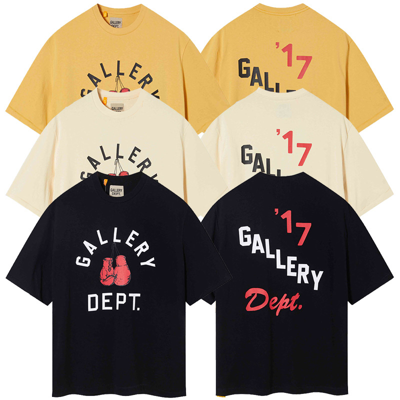 跨境潮牌GALLERY DEPD复古美式拳击手套字母短袖情侣男女宽松t恤