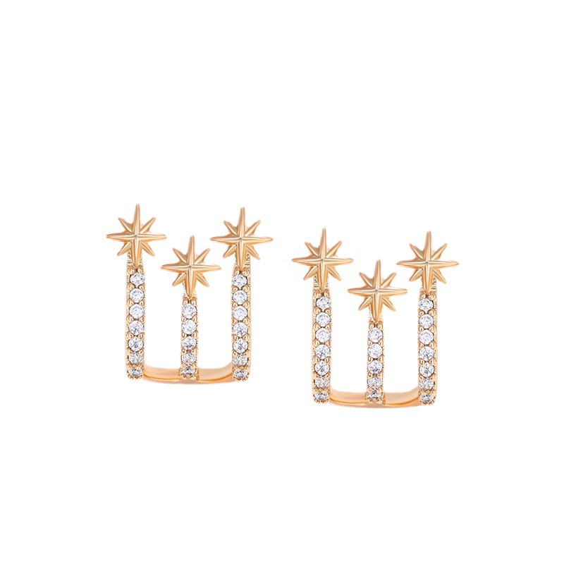 Joyería de Xuping Amazon transfronteriza pendientes de moda femenina nicho diseño sentido apilado ocho Awn estrella pendientes al por mayor