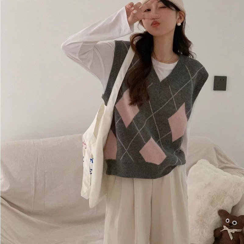 24 invierno Puyuan otoño V-collar universidad estilo de hombro japonés casual comodity vestir blusa image 1