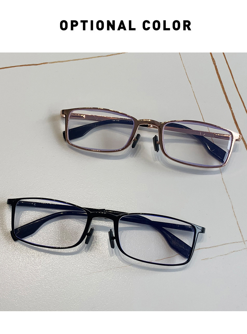 2023 Nuovo Export Metallo Full Frame Triangle Pen Cartridge Box Anti-luce blu per la generazione di specchi per anziani Gamba a molla per capelli Sguardi di lettura_voghion.com