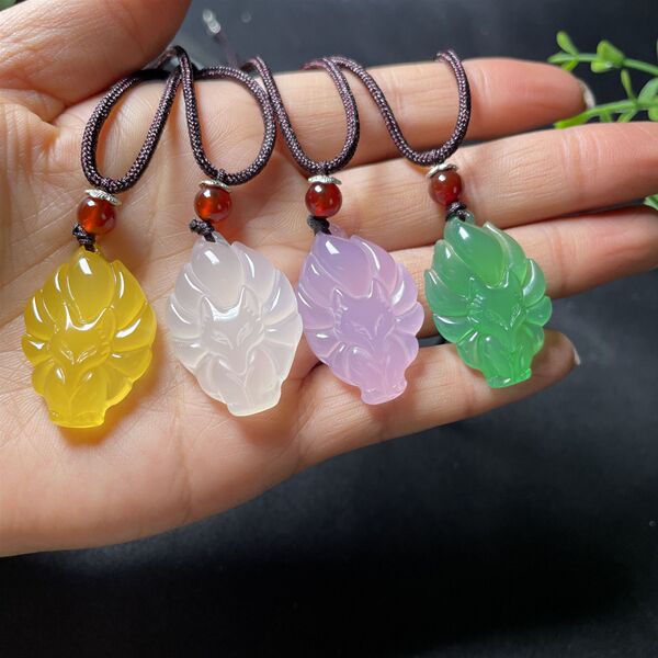Agate multicoloured pendant white jade