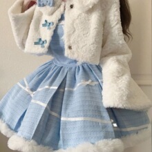 洛丽塔公主蓬蓬裙Lolita套装甜美百搭毛绒外套洋气时髦可爱套装女