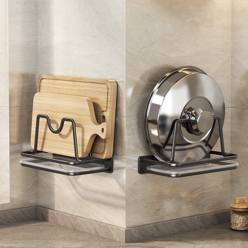 Pot Lid Rack Wall-Mounted Kitchen Storage Rack Punch-Free Chopping Board Chopping Board Placement Shelf Cutting Board Bracket Storage Artifact