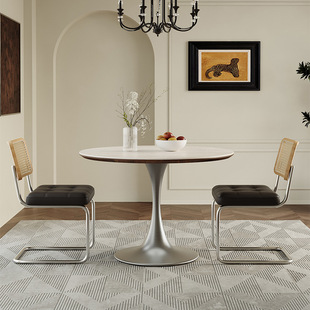 Cave Stone Rock Plate Dining Table Middle Ancient Style Household Small Apartment Small Round Table Retro Ancient Style Round Table Negotiation Table Model Room