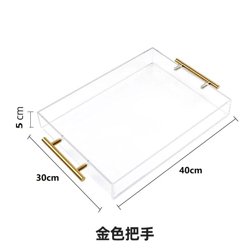 Cross -border explosion of acrylic tray desktop tableware service pallet boxes with long square table tray