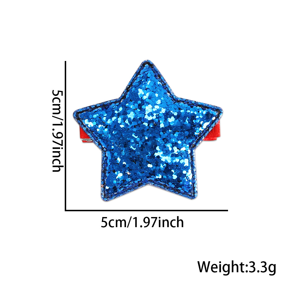 Día de la Independencia de los Estados Unidos pinzas de cabello de pentacos para adultos niños fiesta decoración de estrellas bordes pinzas rojo, plateado, azul sequillas pinzas de boca de pato