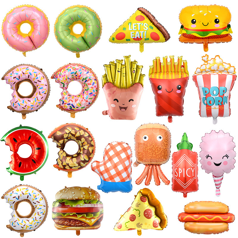 Cross-border chocolate donut balloon birthday burger fries hot dog…