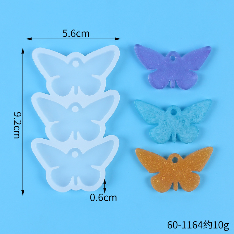 Di Cristal epoxi molde de mariposa Ronda Oval con agujero colgante pendientes bolsa colgante llavero molde de silicona