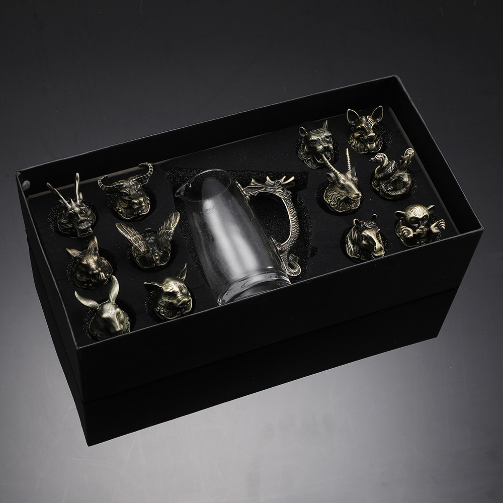 Bronze wine dispenser, gift box, 15 ml, Chinese horoscope