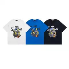 High Version Paris 2026 Summer B Simpson Family Print Loose Crewneck Unisex Couple Short Sleeve T-Shirt