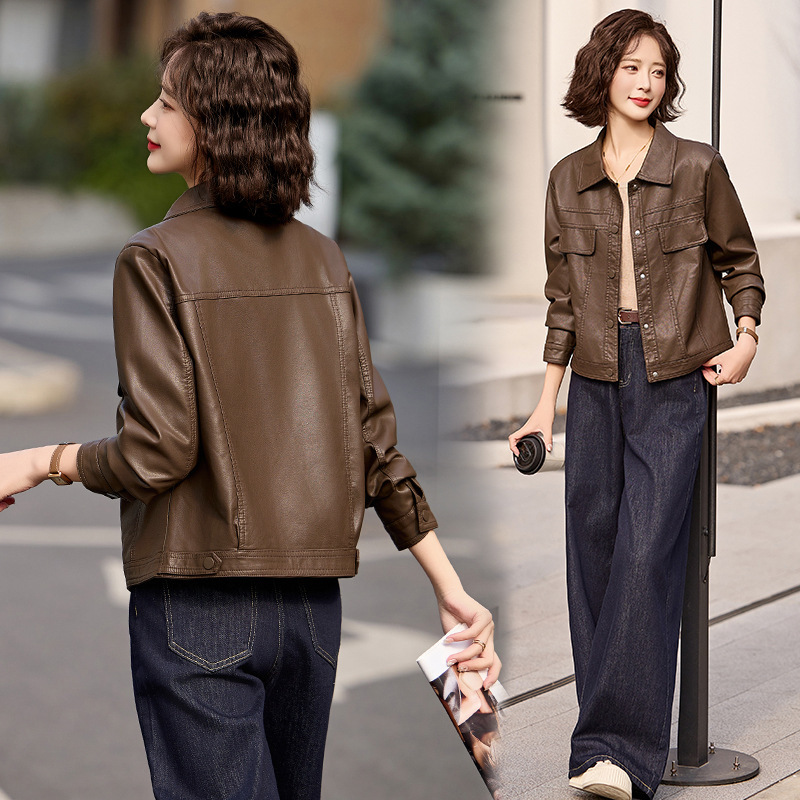Haining Vegetable Tanned Sheepskin 2025 Spring and Autumn New Genuine Leather Clothing Women's Small Casual Jacket Coat Short Women Haining Vegetable Tanned Sheepskin 2025 Spring and Autumn New Genuine Leather Clothing Women's Small Casual Jacket Coat Short Women