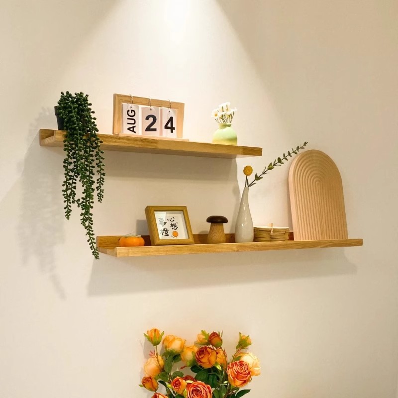 Estante de pared de madera maciza sin perforaciones, partición de pared, laminado, sofá, estante de exhibición trasero, estantería de pared, colgante de pared