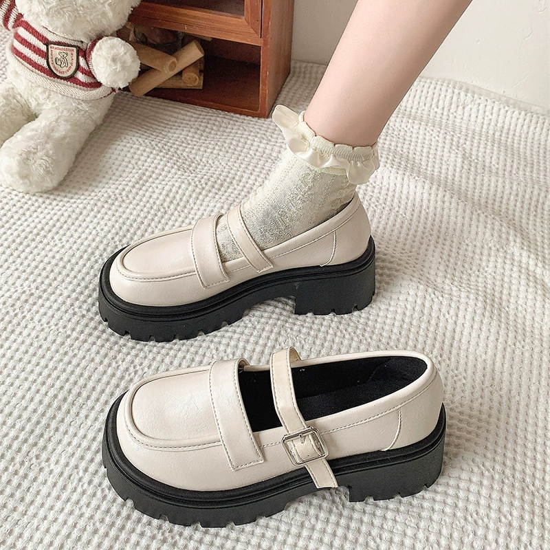 Маленькие кожаные туфли в британском стиле ретро на толстой подошве для женщин, осень 2024, новый консервативный стиль, японский стиль, туфли Мэри Джейн с юбкой