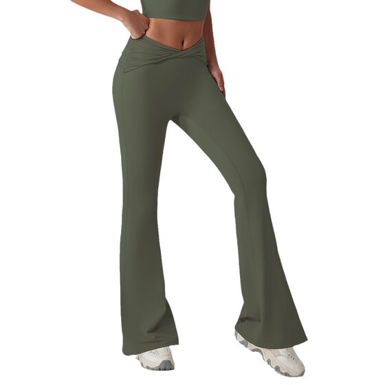 European and American Wide Leg Tight Naked Hip Lifting Yoga Bell Pants Dancing High Waist Micro-Raised Quick-Dry Casual Sports Pants Women