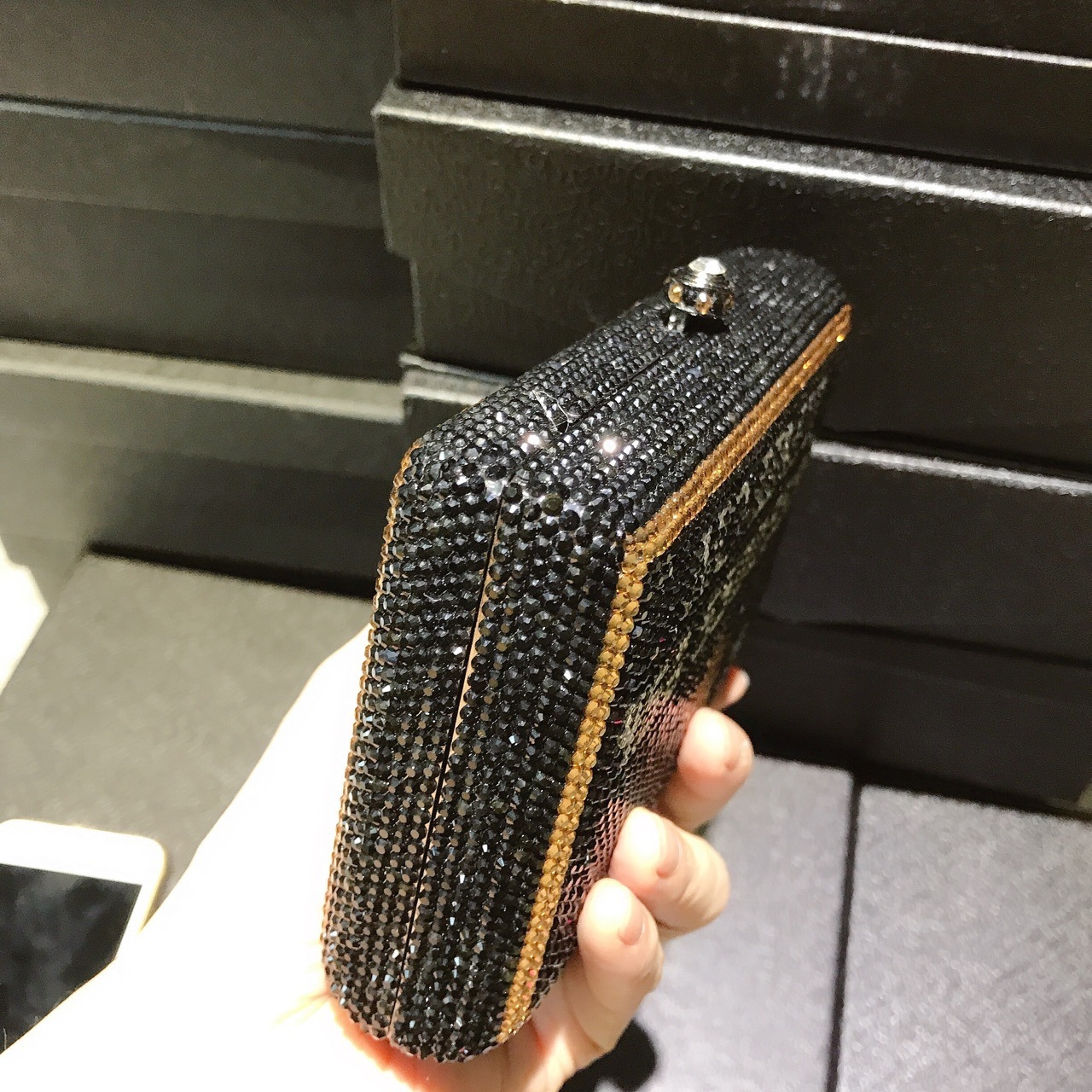 * bolsas de cristal de tarjetas de crédito negras bolsas de nicho de banquete europeas y estadounidenses bolsas de diamantes hechas a mano bolsas de cena de diamantes bolsas de cadena