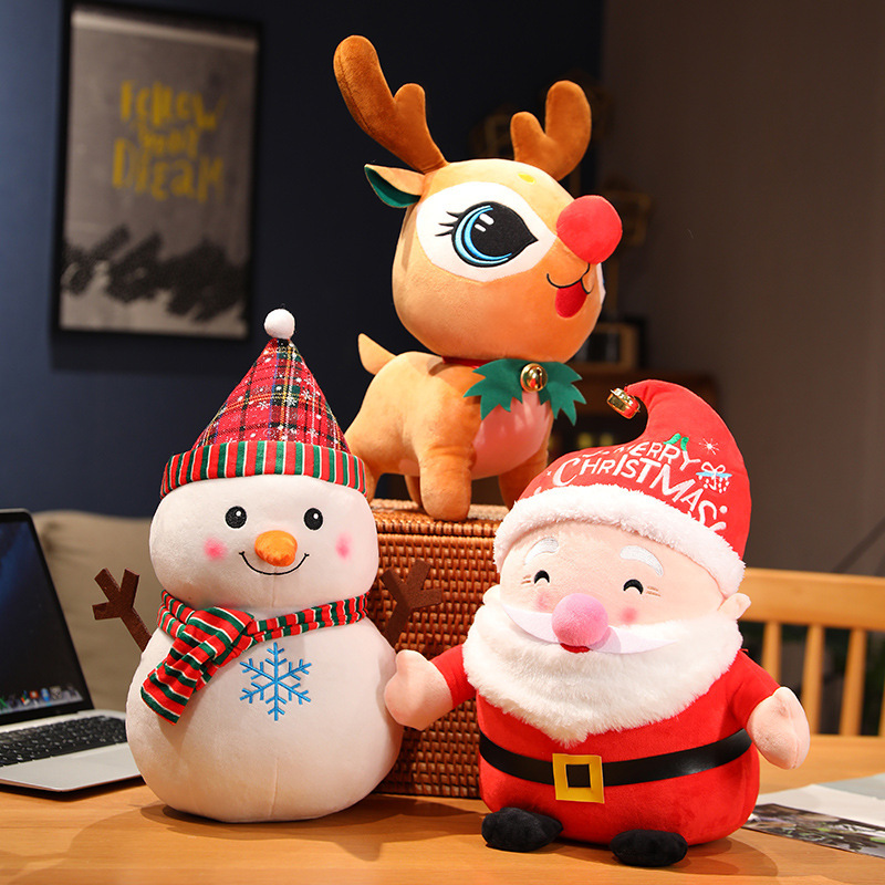 圣诞老人公仔毛绒玩具可爱麋鹿雪人玩偶圣诞节活动装饰礼品物批发