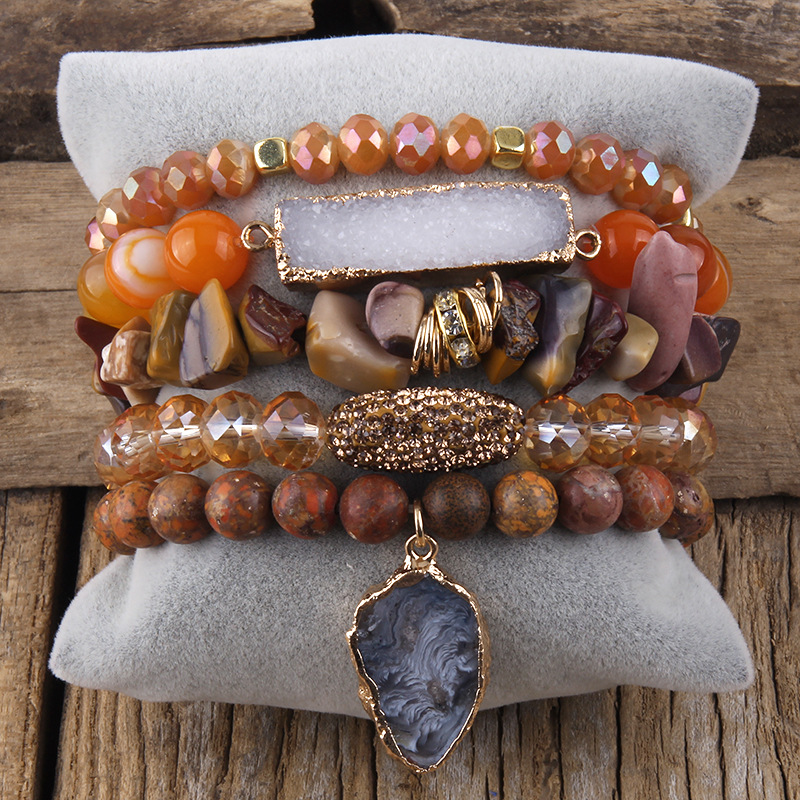 113g Weight Natural Stone Pendant Material Bracelets Classification Natural Stone Chain Material Beaded Chain Chain Type 1 Piece Quantity Holiday, Tea Party Occasion natural stone Material Geometric Pattern Women's Gender Vacation Style Vacation Geometric Natural Stone Beaded Chain Bracelets In Bulk 27