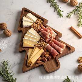 圣诞节装饰托盘圣诞树造型零食糖果盘牛奶面包早餐盘甜品盘干果盘