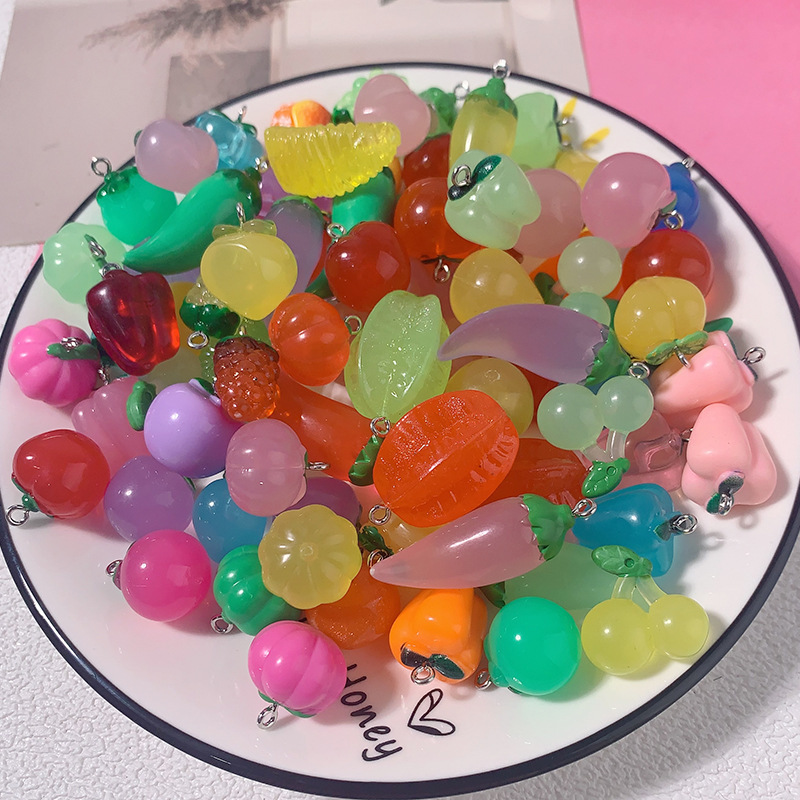 Frutas y verduras resina acrílica diy acrílica