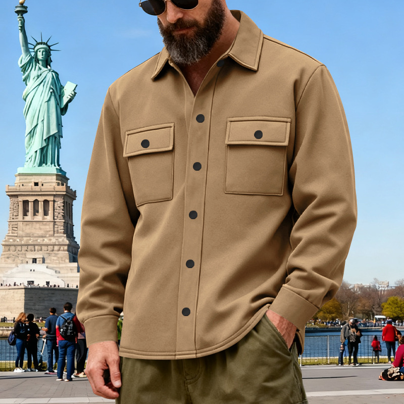 Chaqueta Abrigada de Invierno Estilo Americano para Hombre, Forrada de Felpa, Holgada, para Trabajo al Aire Libre, 2025