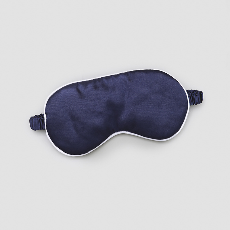Máscara de ojo de seda artificial máscara de ojo de viaje de aire al por mayor Fábrica de sombreado correa elástica de viaje almuerzo máscara de ojo borde blanco
