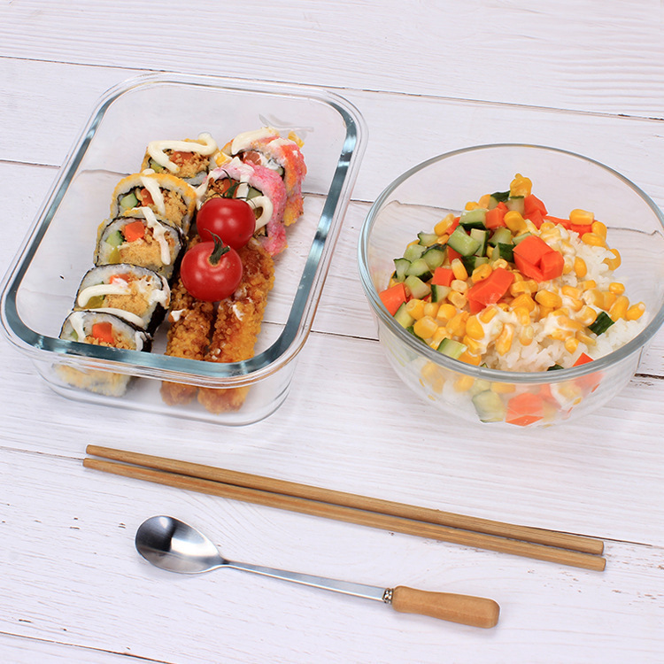 児童・生徒弁当箱 電子レンジ弁当箱 和風角型密閉鮮度保持耐熱ガラス弁当箱 サラリーマン向け|undefined