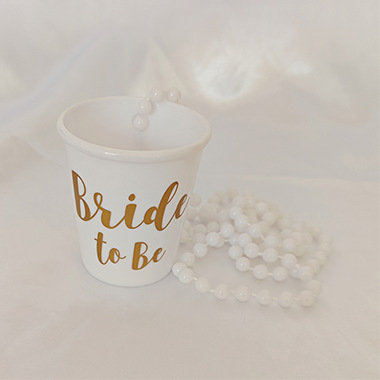 Vasos Pequeños para Fiesta — Mini Shots “Bride to Be” con Cadena de Perlas (Halloween/Bachelor)