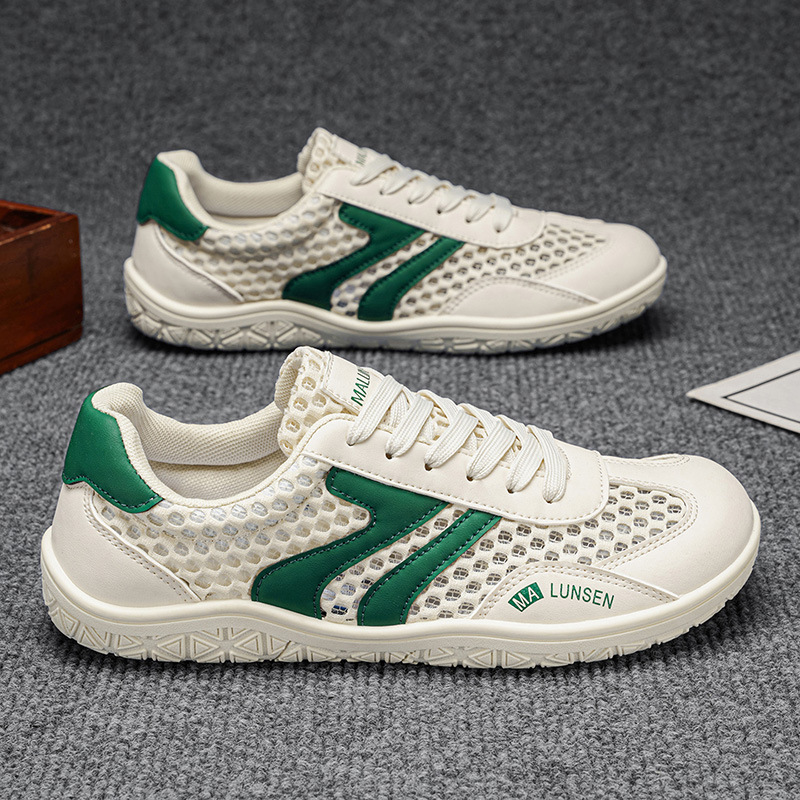 Large Size Wide-Toe Shoes, Non-Slip, Wear-Resistant, Soft-Soled Mesh Shoes for Men, Summer Hollow-Out Single Mesh Breathable White Widened Barefoot Shoes