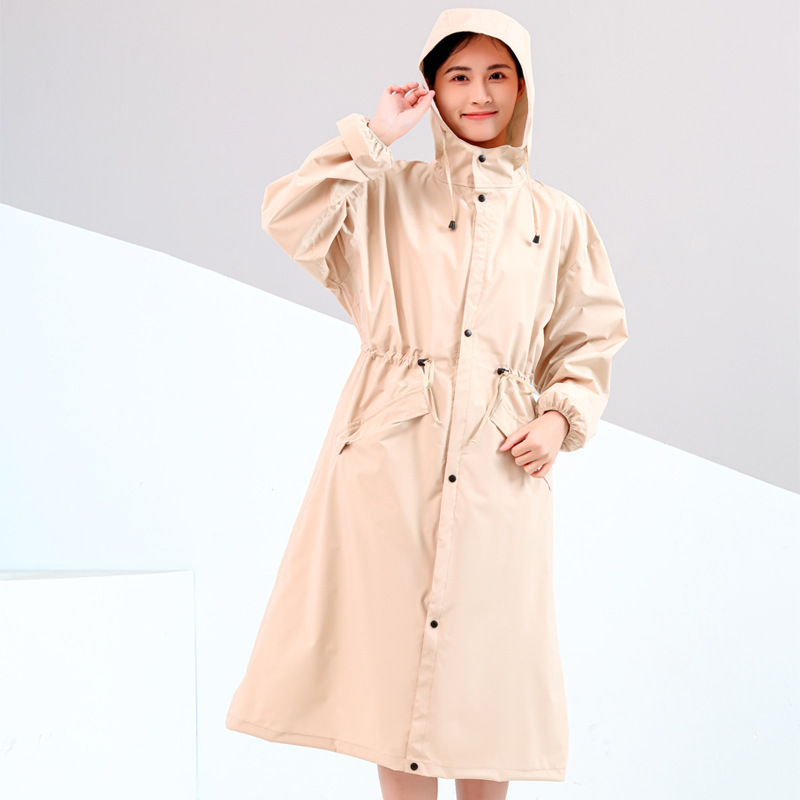 2025新型ウインドブレーカー式レインコートの女性は長いタイプの可愛いウエストを着ています。|undefined