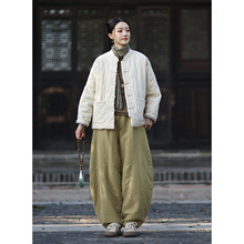 居士服女款佛系风新中式国风棉袄棉麻夹棉外套禅修服复古盘扣棉服
