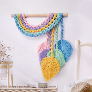 Rainbow pendant Amazon Nordic style woven wall hanging decorative tapestry colorful leaf feather decorative ornaments
