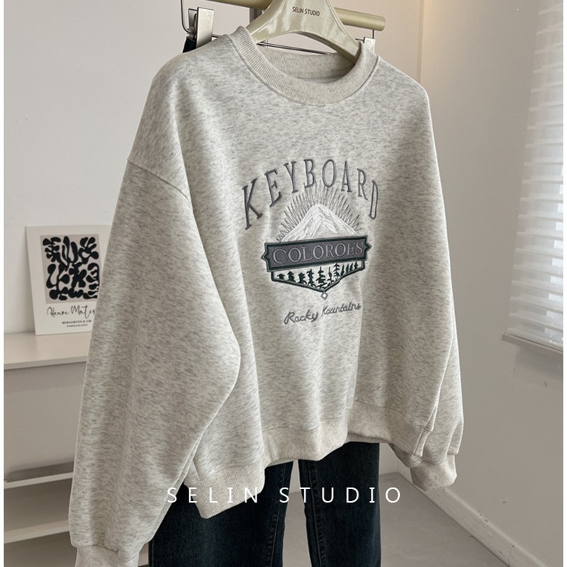 ZM827 Trendy New Versatile Casual Top Embroidered Sweatshirt, Plus Size (300 lbs)