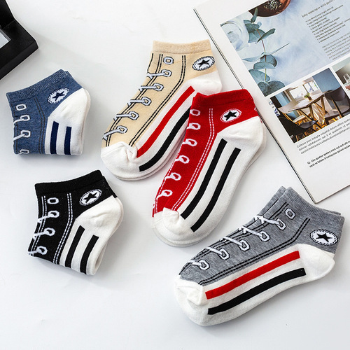 European and American Cross-border AliExpress College Style Sailcloth Socks Couple Fun socks Personalized Leisure Low Mouth Sports Short Socks