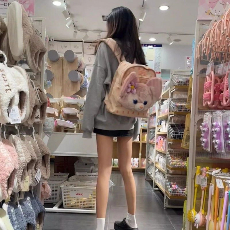 リンナベルの新しいぬいぐるみバックパック、かわいい毛皮のような学生スクールバッグ、旅行用バックパック|undefined