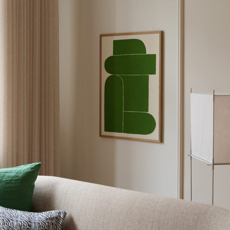 Danish design green cute English letters abstract retro ins modern poster decorative painting restaurant painting core