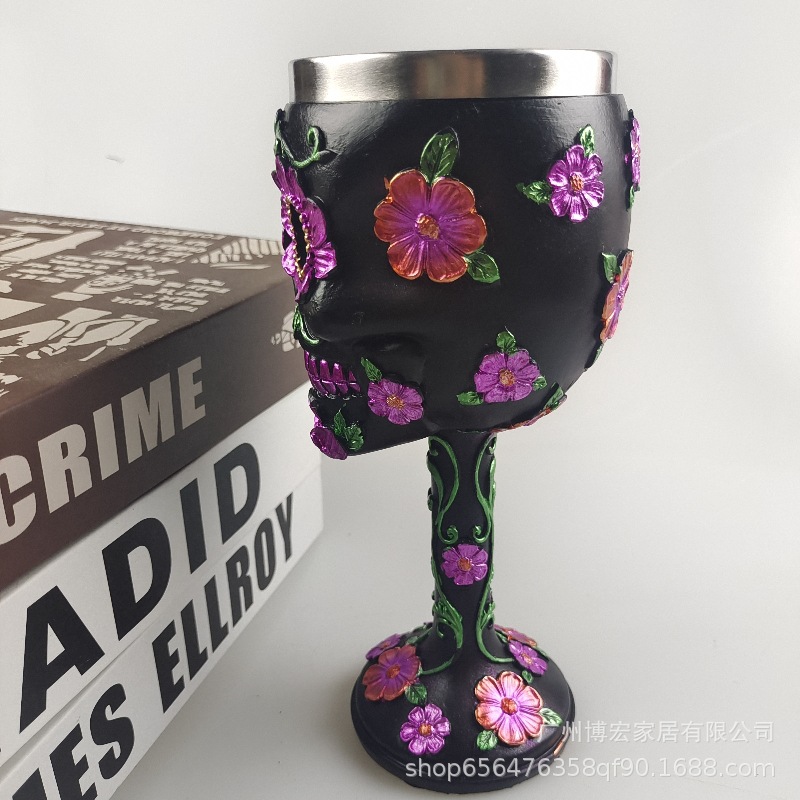 Comercio exterior de acero inoxidable cráneo copa de vino personalidad retro Ghost Head cerveza Copa Halloween horror copa de vino adornos