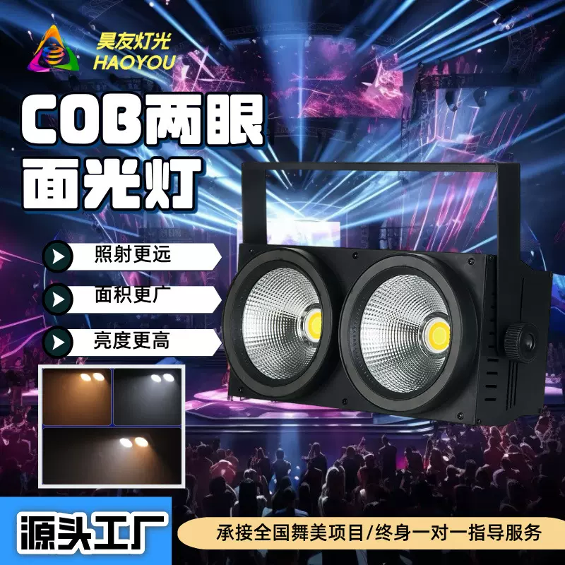 2眼观众灯带辅光200w爆闪灯cob面光灯宴会厅小型舞台灯光新氛围灯