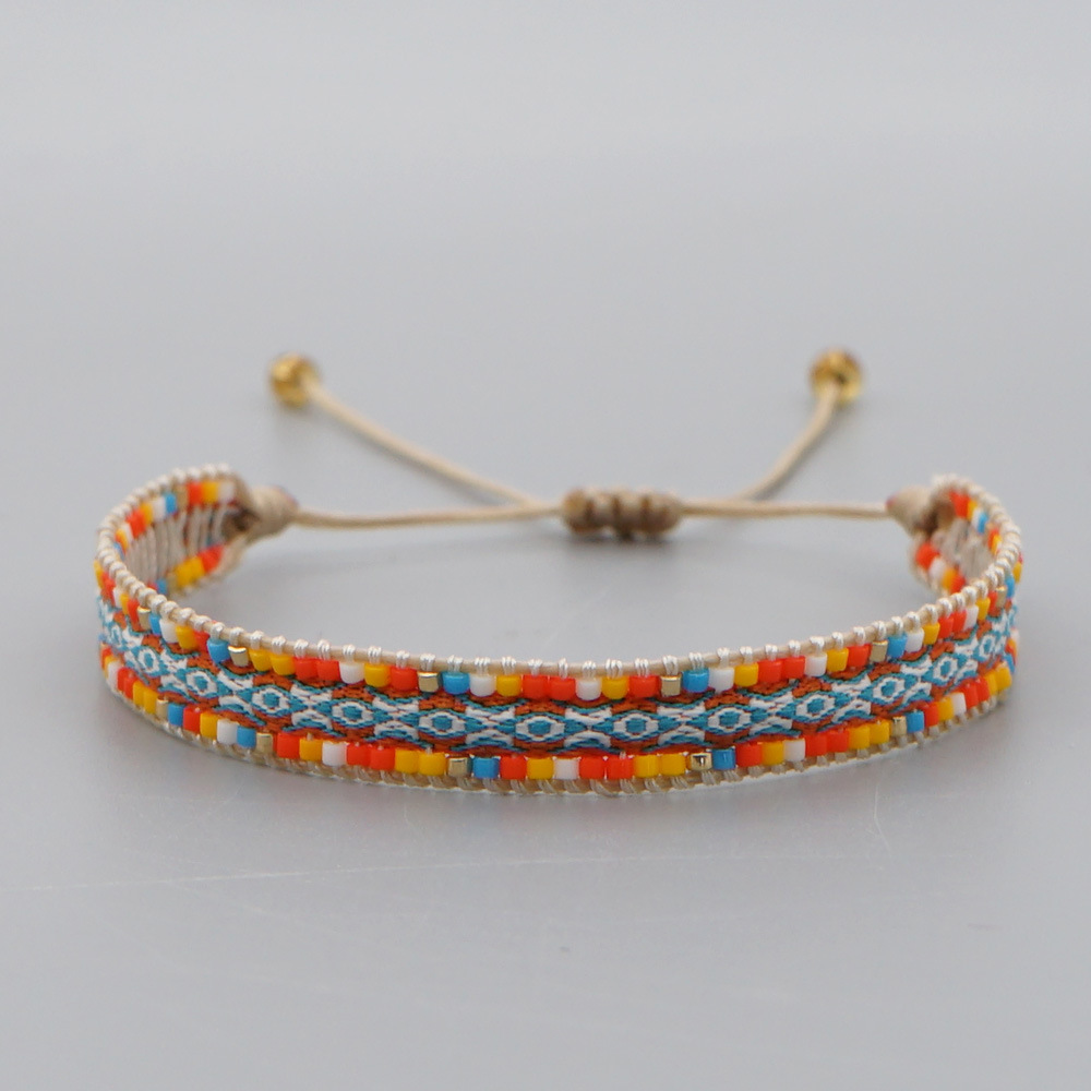 Fashion diamond-studded multi-layered Miyuki bead woven colorful leopard bracelet