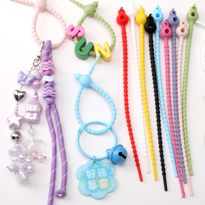 Colorful Silicone Double-Hole Gourd Tie Multi-Functional Tie Handmade DIY Keychain Hanging Bag Jewelry Accessories Colorful Silicone Double-Hole Gourd Tie Multi-Functional Tie Handmade DIY Keychain Hanging Bag Jewelry Accessories