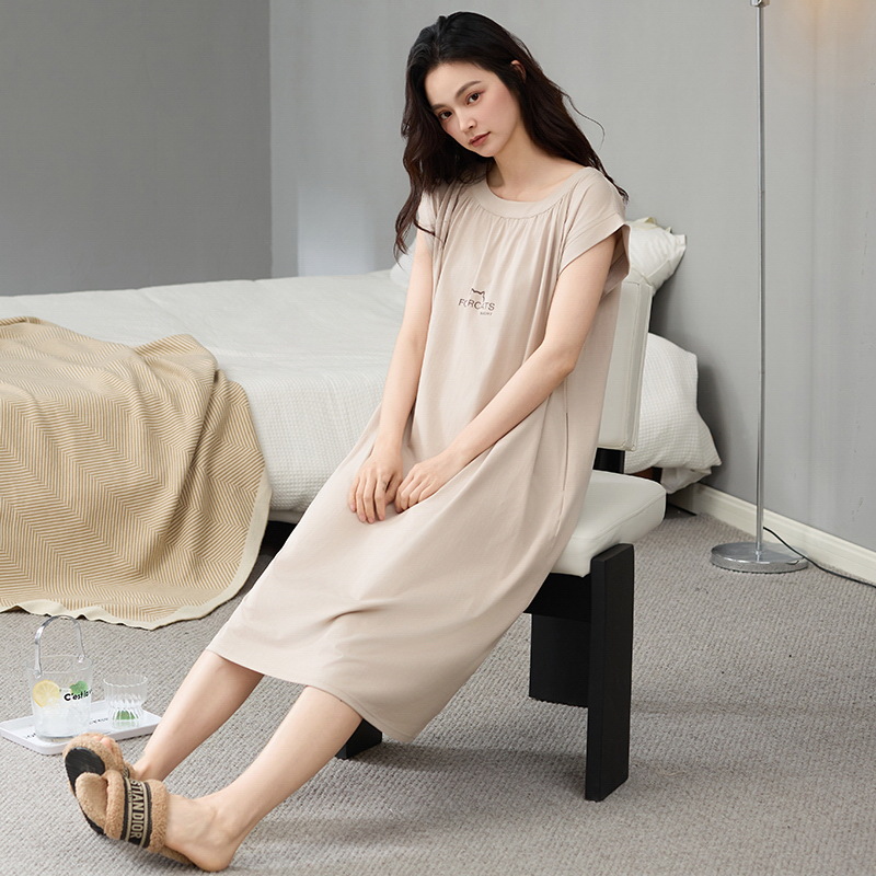 Pijama de algodón para mujeres verano 2025 nuevo tipo delgado sin mangas pijama de hombro para mujeres embarazadas suelta vestido grande