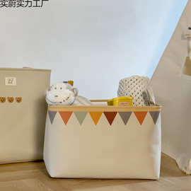 布艺带束口帆布收纳箱儿童玩具衣柜衣服储物箱手提家用宿舍收纳桶