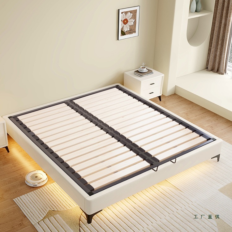 All Solid Wood Bedside Bed, Steel Wood Edge-To-Edge Backless Tatami Bed, Customizable Any Size Slatted Bed