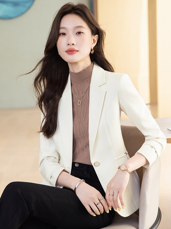 紫红色西装外套女2025秋冬新款一粒扣女西服气质小个子修身女上衣|undefined