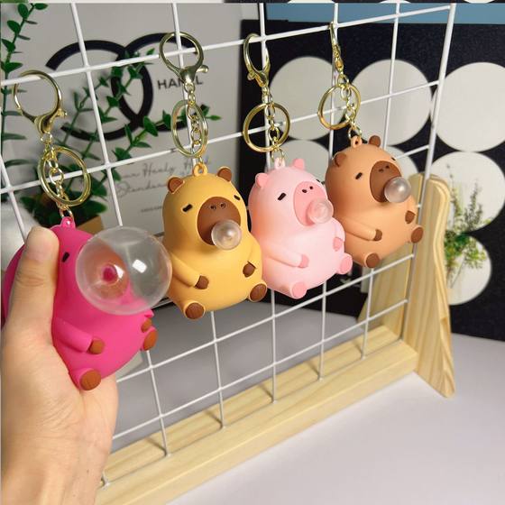 Capibala Bubble Blowing Keychain Pinch Music Decompression Doll Doll Capybara Bag Hanging Doll Machine Gift