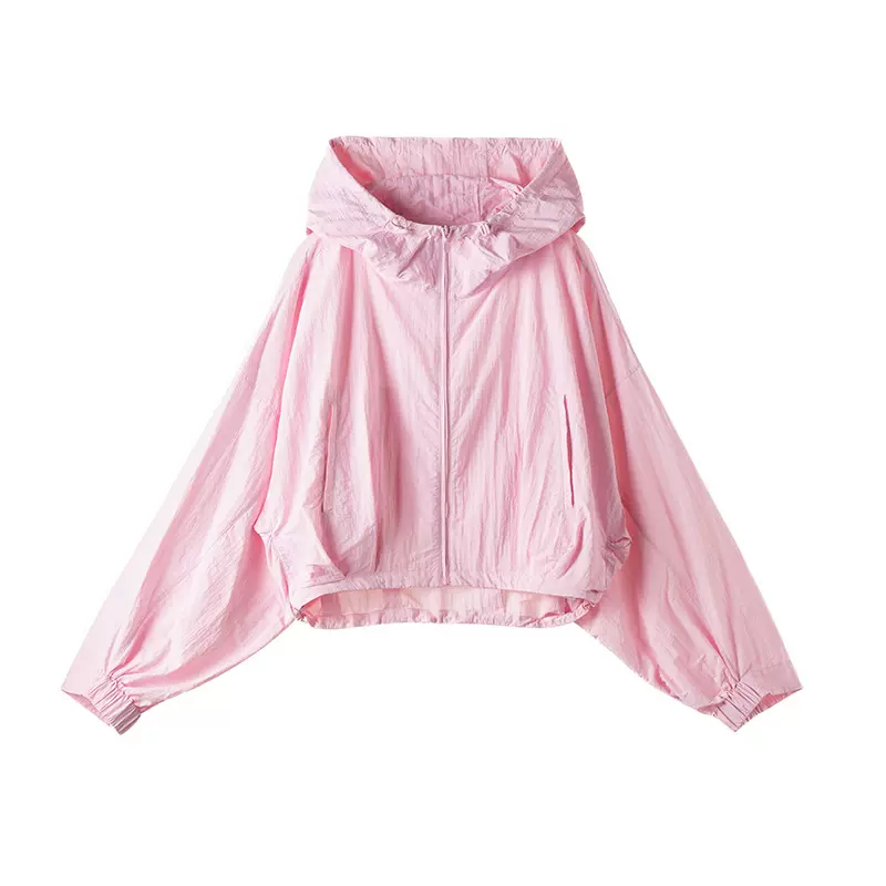 高级感宽松休闲防晒衣女春夏新款轻薄连帽时尚花苞洋气短款外套