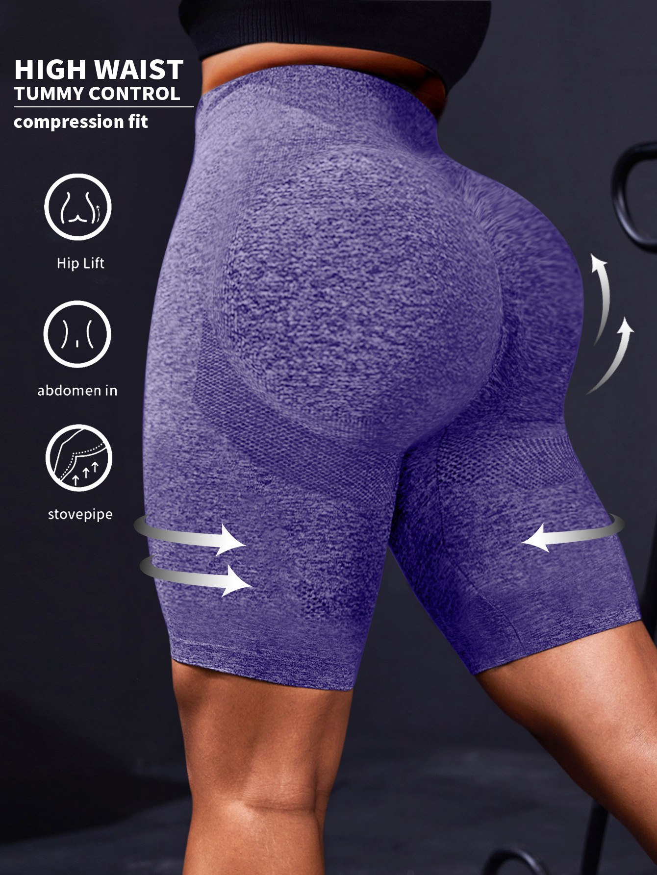 Women's Sports Yoga Seamless Tight Shorts - Grey 2