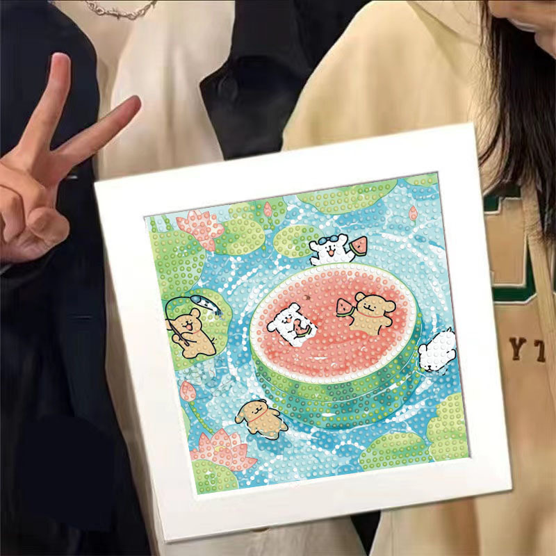 手作りダイヤモンド塗装子供用ペーストライン作り子犬男の子と女の子フルダイヤモンドペーストテーブルおもちゃ象嵌|undefined