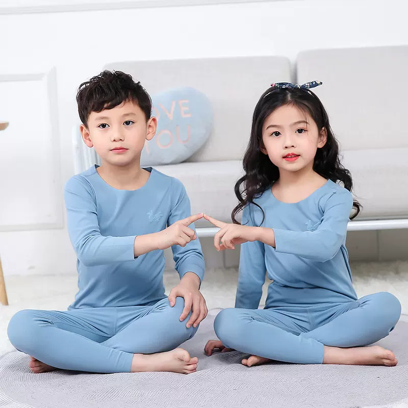 儿童无痕彩棉内衣男女童秋衣秋裤套装中小童棉毛衫舒绒打底衫童装