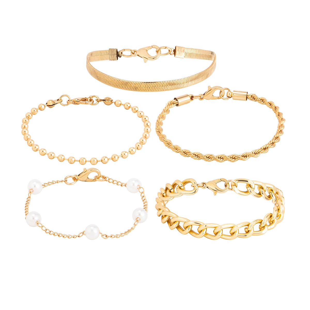 37g Weight Bracelets Classification 1 Set Quantity Holiday, Daily Occasion Imitation Pearl, Alloy Material Heart Shape Pattern Unisex Gender Irregular, Plating Design Lady Heart Shape Imitation Pearl Alloy Wholesale Bracelets 24